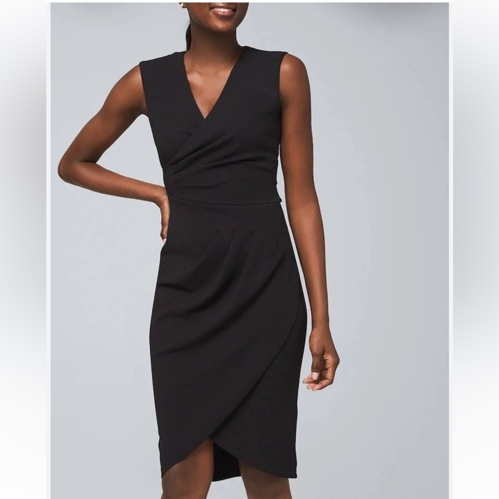 White House Black Market jersey knit sheath Dress Size 6 Black Sleeveless LBD